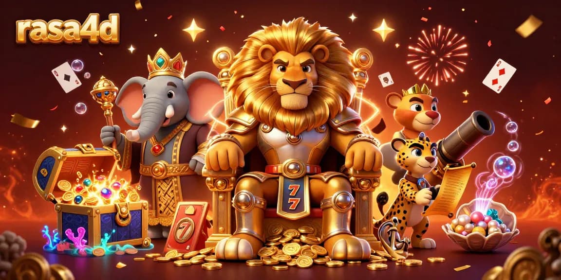 Rasa4d menampilkan raja singa, elefant bijak, dan cheetah pesuruh di dunia judi slot yang kaya.