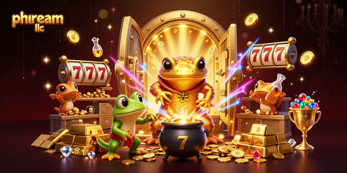 Experience the excitement at Phdream LLC with golden treasures and winning slots in a rich casino scene.