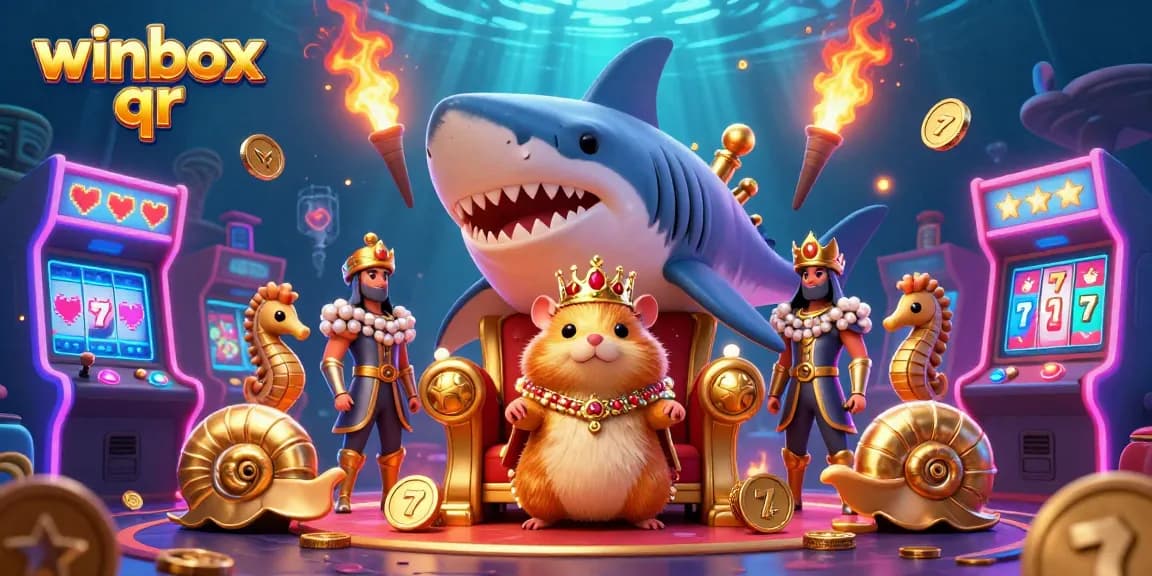 Engage with winbox qr's thrilling casino adventure featuring a golden hamster king amidst vibrant gaming elements.
