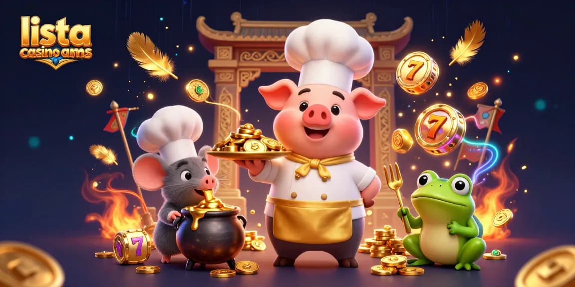 Scopri l'emozione dei casinò non AAMS con una vivace scena 3D che presenta elementi culinari e casinò.