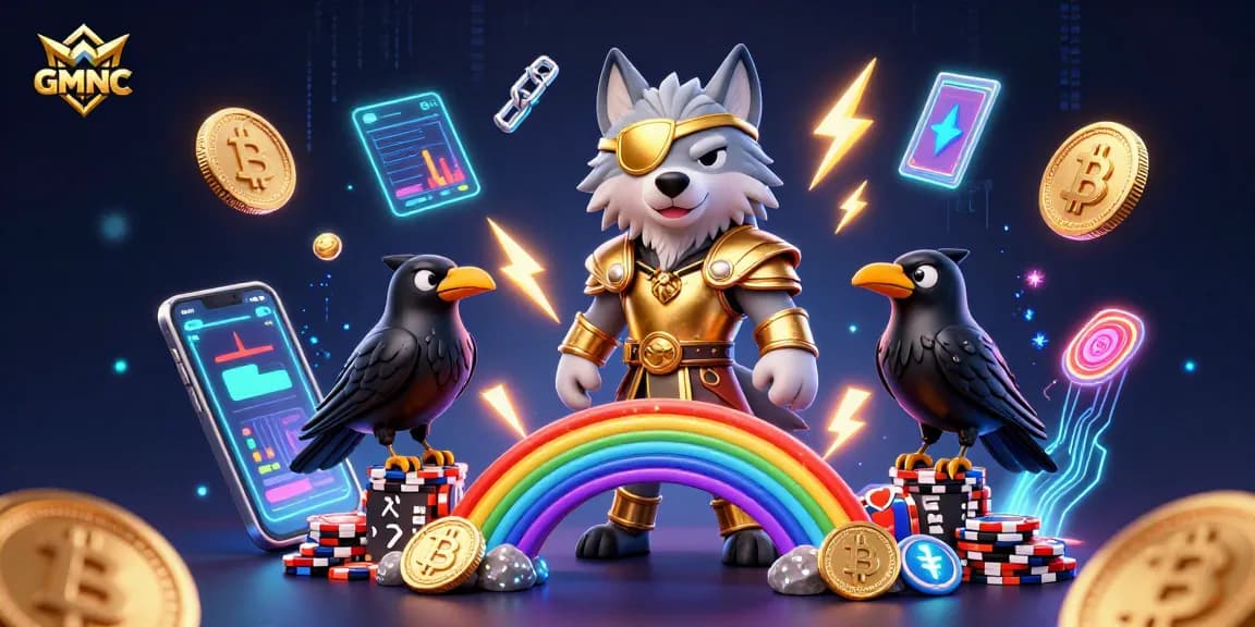 Immerse in GMNC's gambling analysis through a vibrant Norse mythology-themed casino illustration.