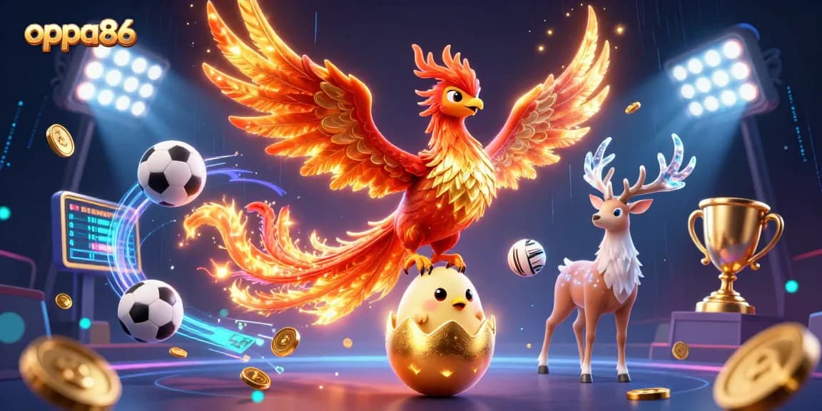 Experience the excitement of oppa86 with dynamic casino elements, celebrating fortune and fun in a vibrant scene.