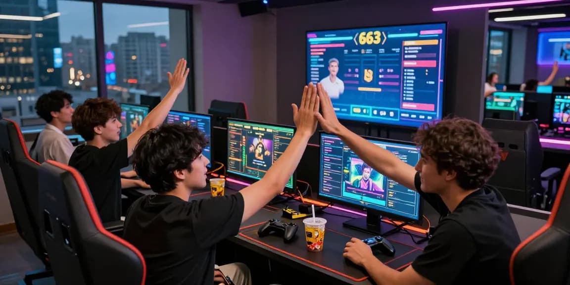 Gathering of friends engaging with 663 bet live betting interface in a modern gaming lounge