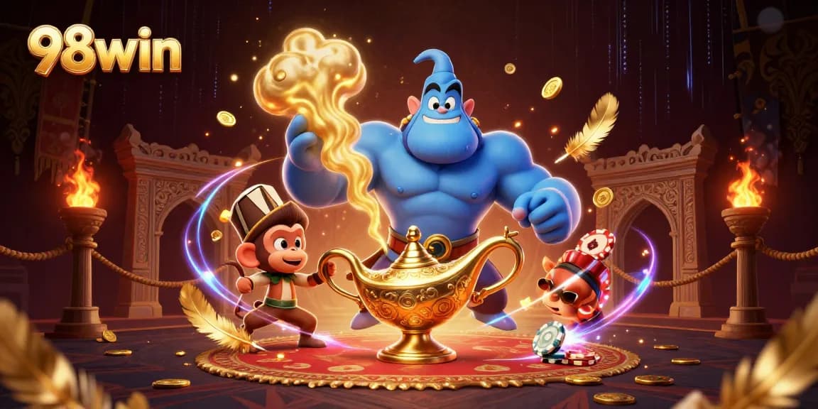Experience thrilling gameplay at 98win with vibrant casino-themed characters and elements.