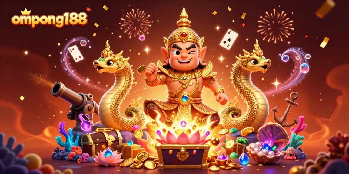 ompong188 menyajikan ilustrasi kasino digital yang memukau dengan karakter penuh warna dan elemen permainan dinamis.