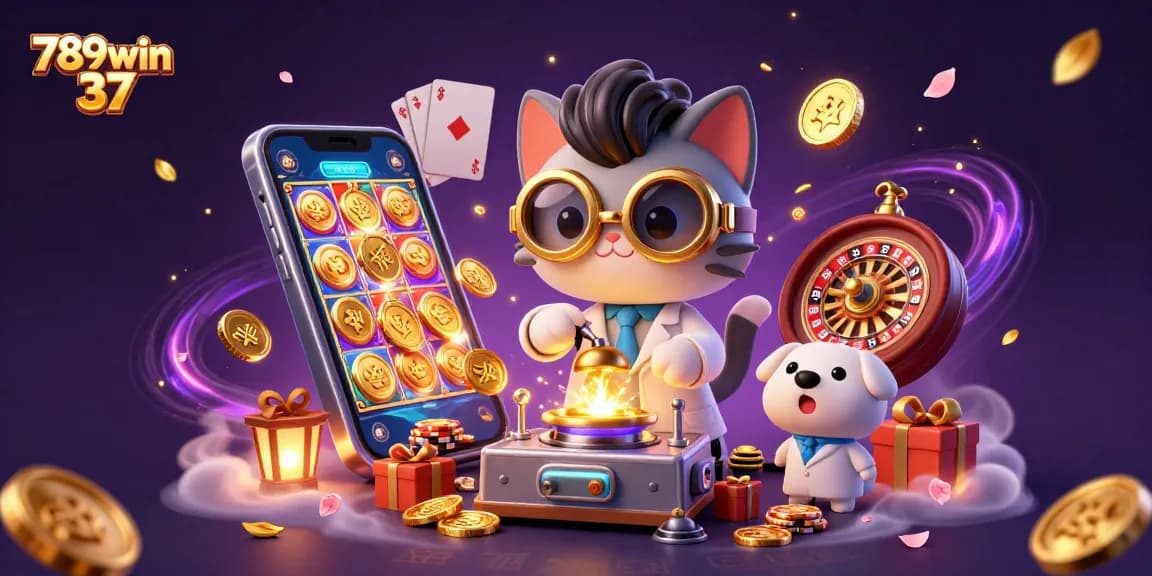 Spin to win at 789win 37 with gold coins and thrilling slot action in a vibrant 3D illustration.