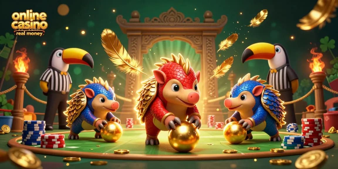 Engage with online casino Australia real money by playing with rival pangolins in an exciting poker chip showdown.