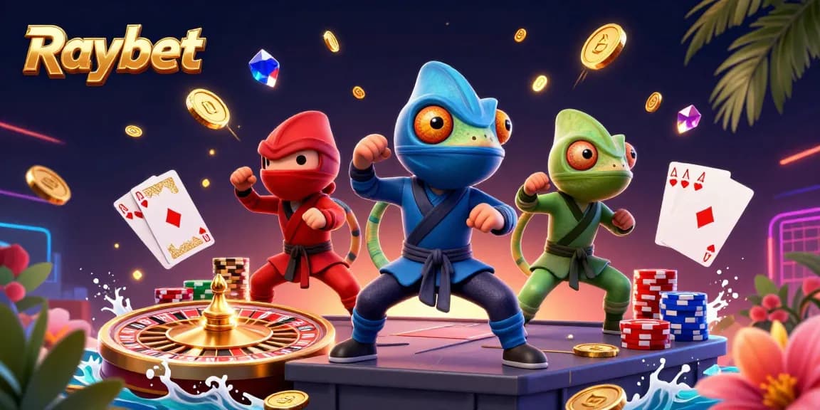 Experience excitement at Raybet with vibrant ninja chameleons amidst casino thrills.