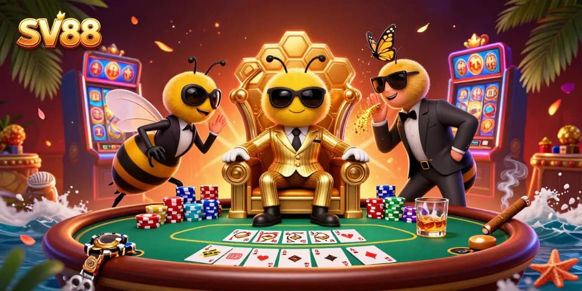 SV88 cashes in chips while buzzing around a packed poker scene with jackpot flair.