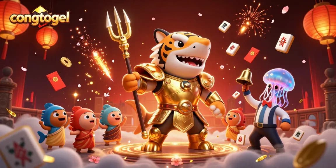 Engage with congtogel gameplay in a vibrant underwater colosseum featuring a tiger shark in gladiator armor.