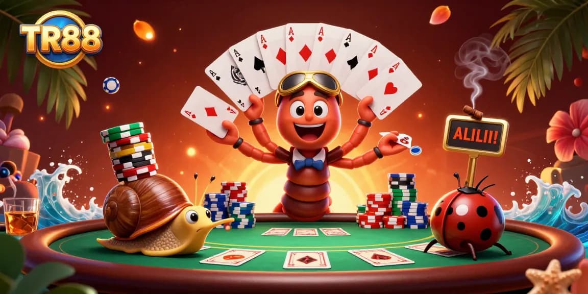 Experience TR88 with a vibrant casino scene featuring a millipede dealer and high-roller snail.