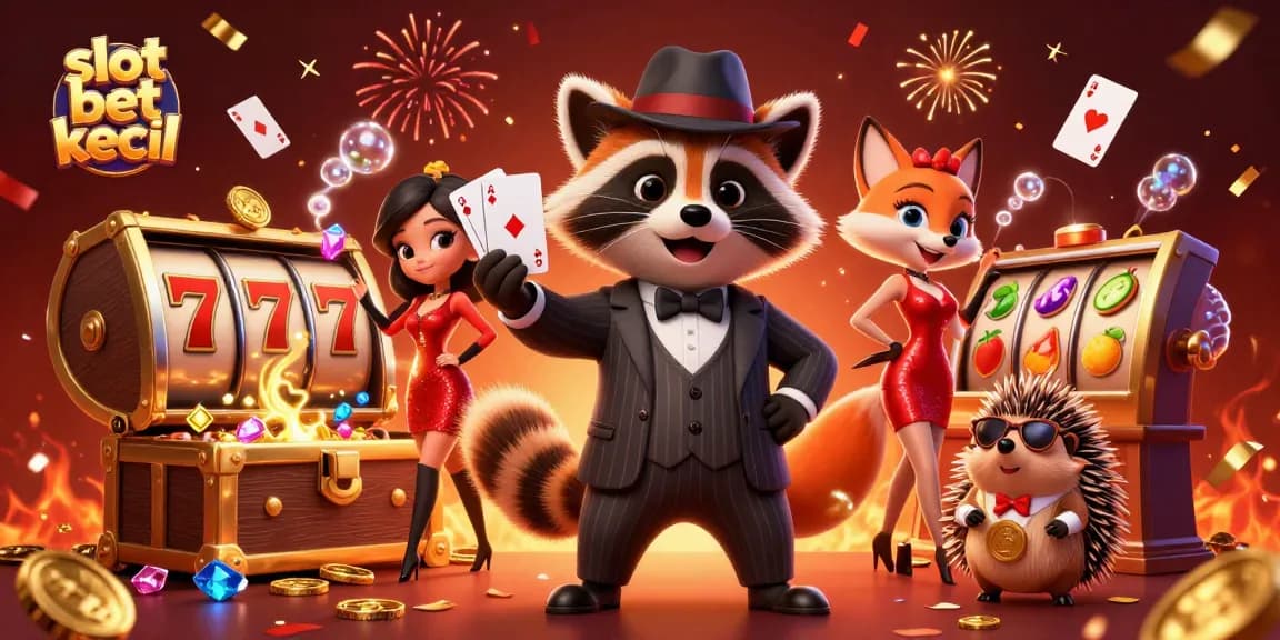 Spin the reels for exciting wins with slot bet kecil in this dynamic casino scene.