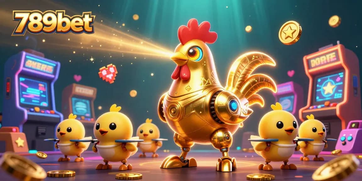 Experience thrilling gameplay in 789bet's vibrant casino environment with golden rooster robot.