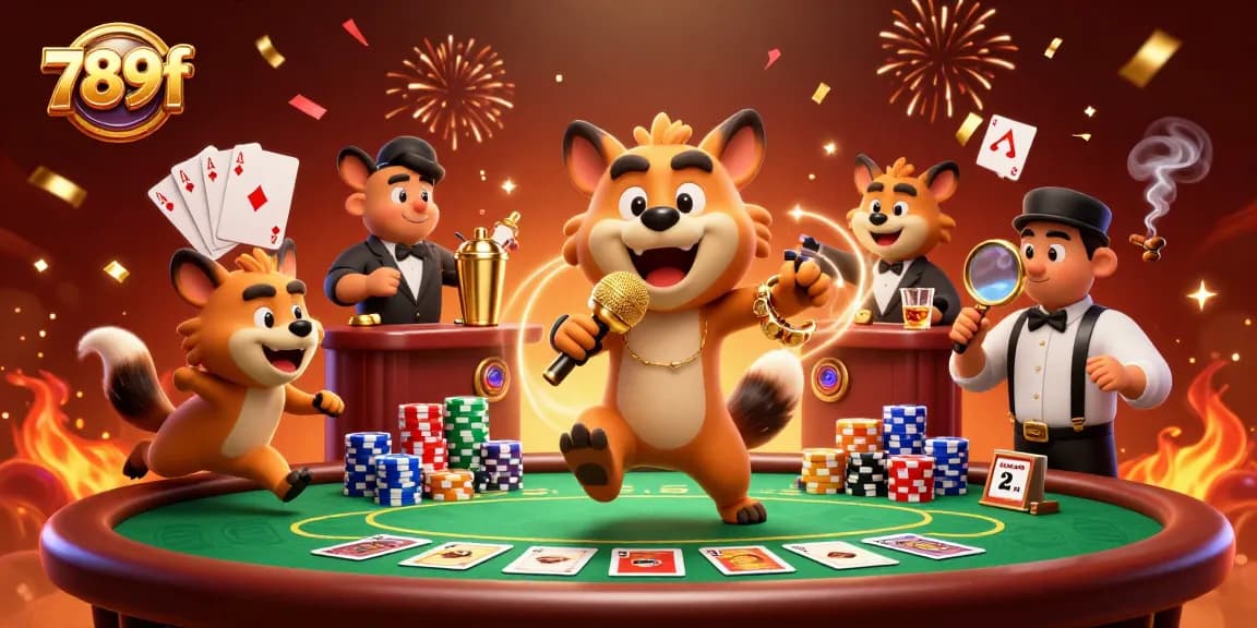 Engage in thrilling casino action at 789f with a vibrant 3D illustration of hyena characters.