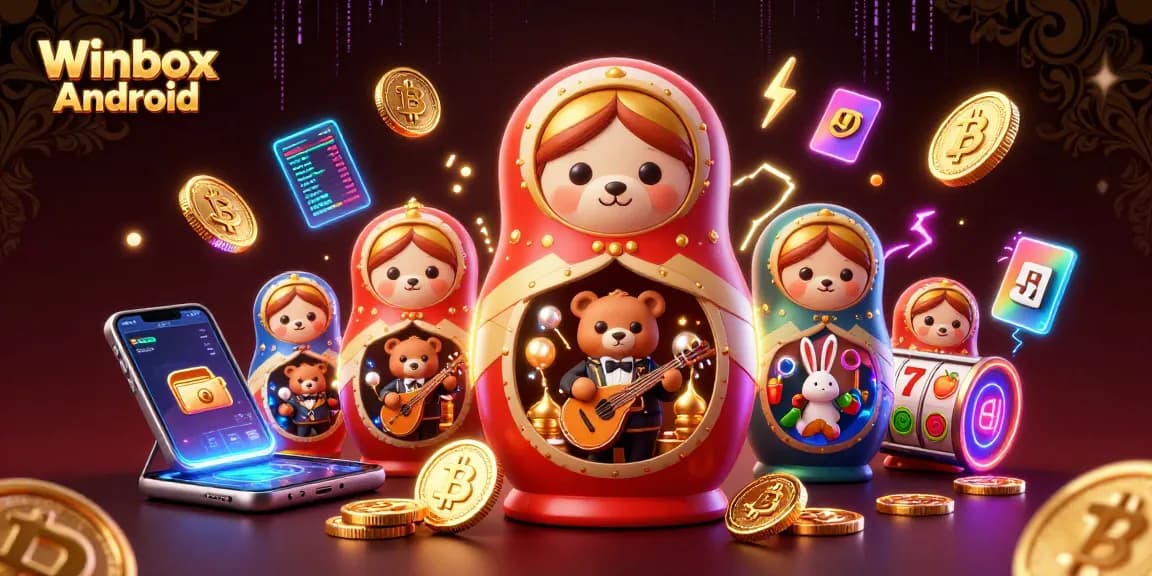 Engage in exciting gaming with Winbox Android, featuring a dynamic scene of animated casino bears.