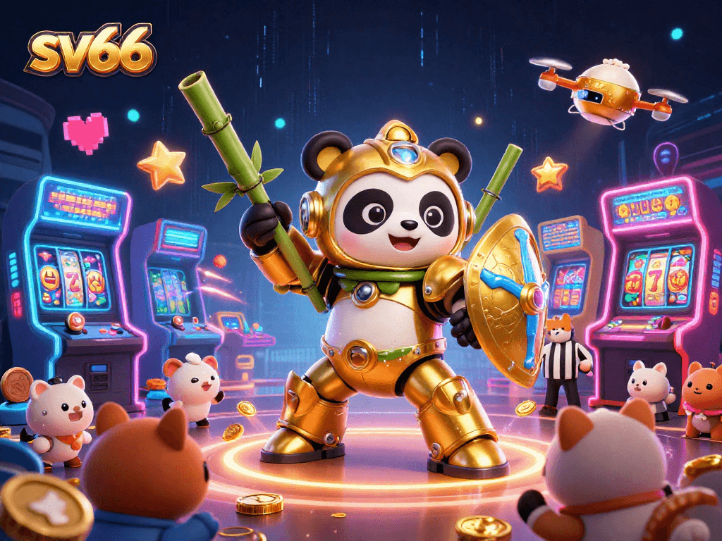 Experience the thrill of gaming at sv66 with a vibrant casino-themed digital illustration.