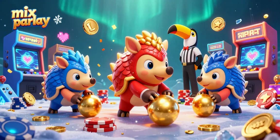 Mix parlay sambil bersenang-senang di kasino dengan pangolin dan chip poker.