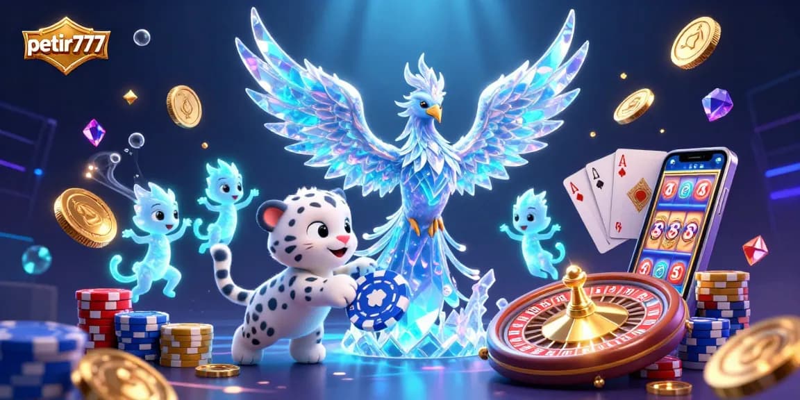 Experience the thrill of winning with petir777 in this vibrant casino-themed digital scene.