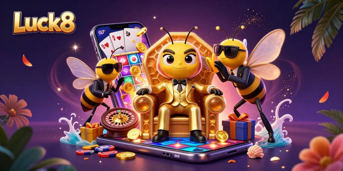 Luck8's exciting slot adventure showcases golden coins and thrilling gaming elements in a vibrant 3D illustration.