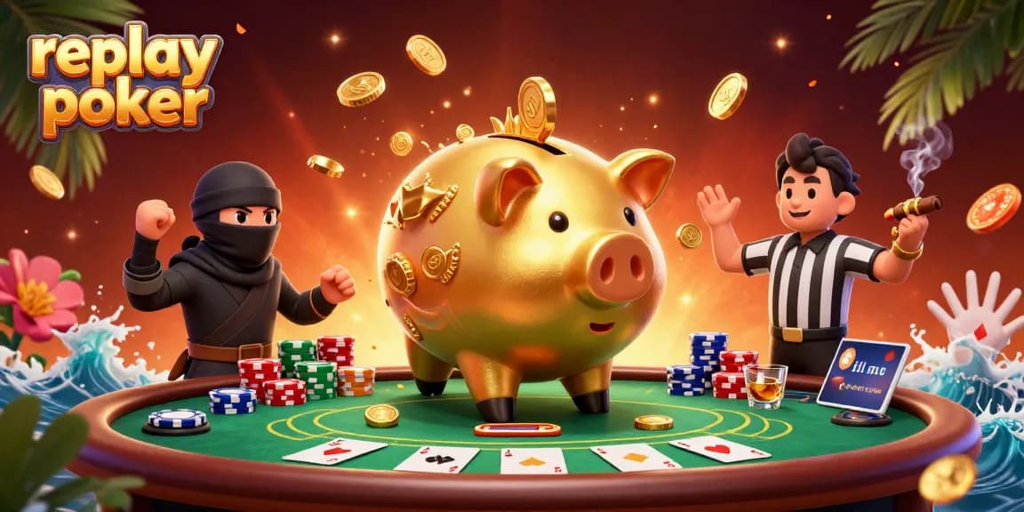 Engage in replay poker with vibrant 3D characters and dynamic casino elements.
