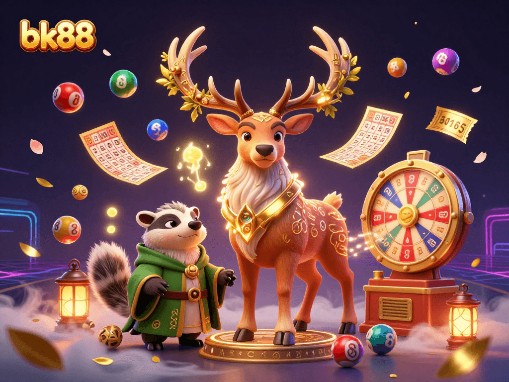 Experience thrilling gameplay with bk88, featuring vibrant lottery elements and enchanting characters in a dynamic scene.