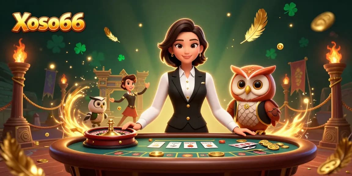 Xoso66 dealers serving thrilling baccarat and roulette games with engaging ambiance and rich decor.