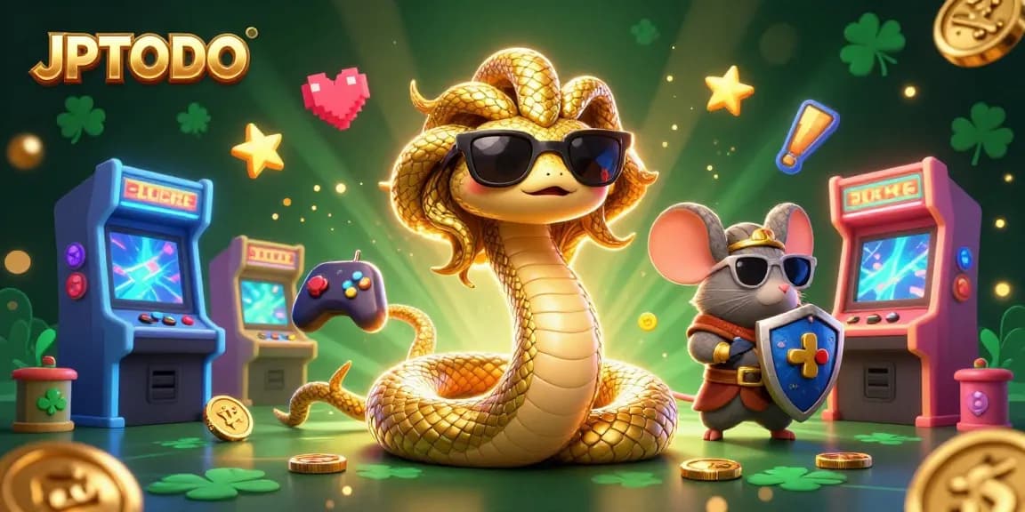 Experience the excitement of JPTOTO with a vibrant 3D illustration featuring gaming characters amidst glowing casino elements.