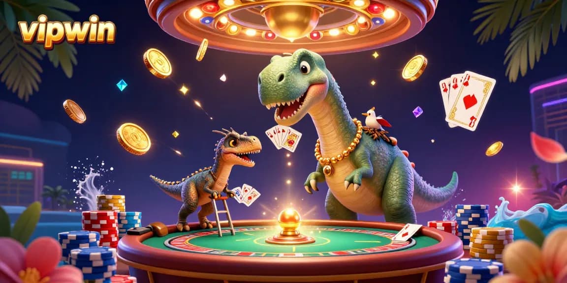 Experience thrilling gameplay at vipwin with a vibrant casino scene featuring dynamic elements and exotic characters.