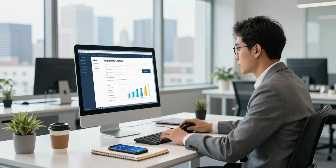 Analyzing a new registration domain list for strategic business insights in a modern office.