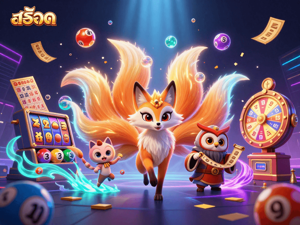 Experience thrilling สล็อต action with a vibrant nine-tailed fox, wise owl, and dynamic game elements.