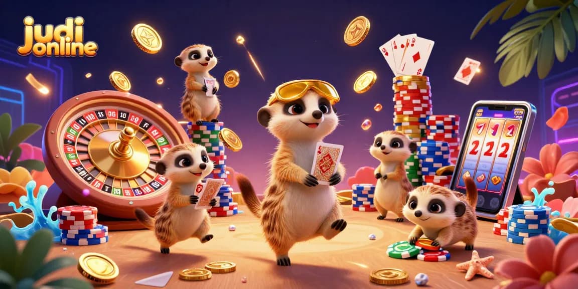 Experience the excitement of judi online with animated meerkats running a casino adventure.