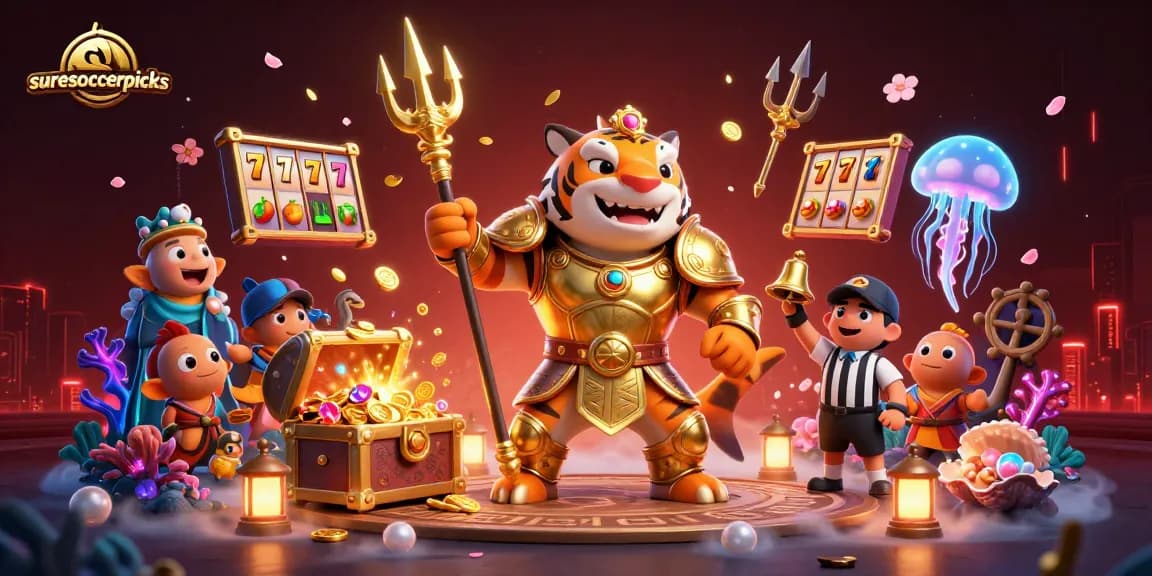 Suresoccerpicks showcases a thrilling casino scene with a gladiator shark and dynamic slot gameplay.