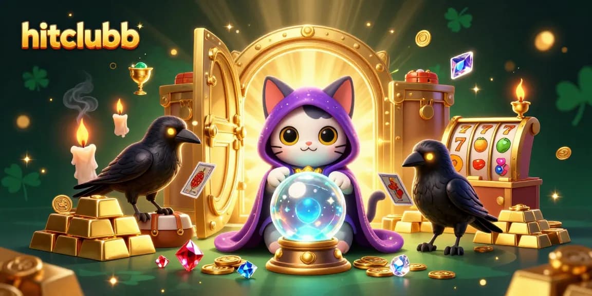 Experience thrilling wins at hitclubb with our joyful cartoon scene, featuring lucky slot reels and treasure!
