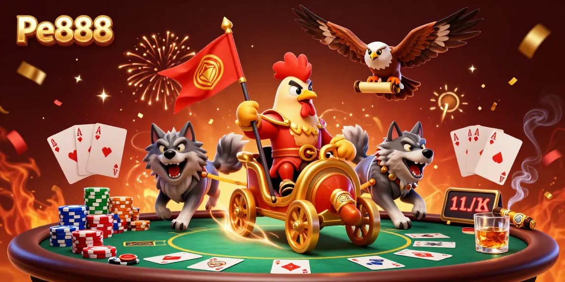 Experience thrilling Pe888 action with iconic casino elements and colorful characters!