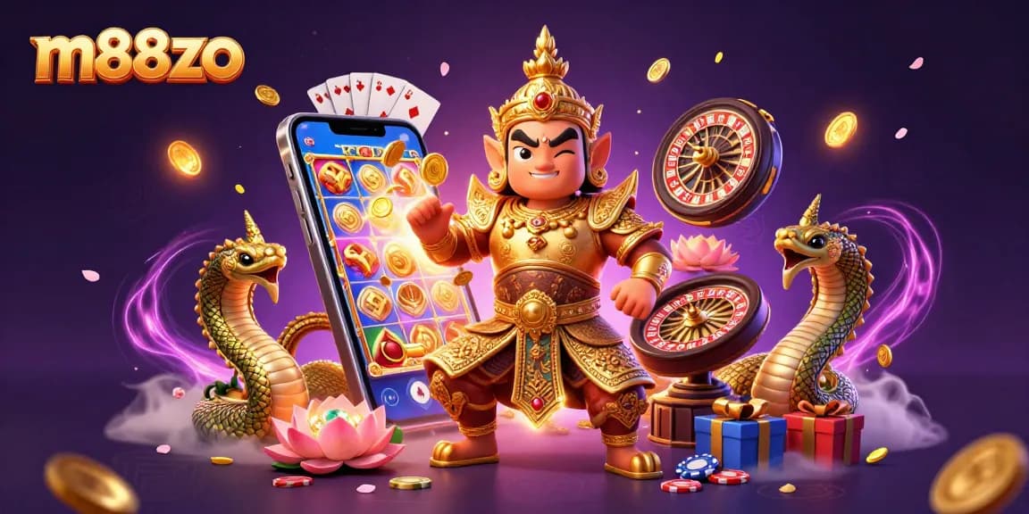 Engage with thrilling games on m88zo, showcasing dynamic slots and casino elements.