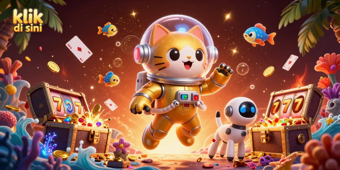 Spin and win big with klik di sini in this vibrant online casino scene featuring exciting game elements.