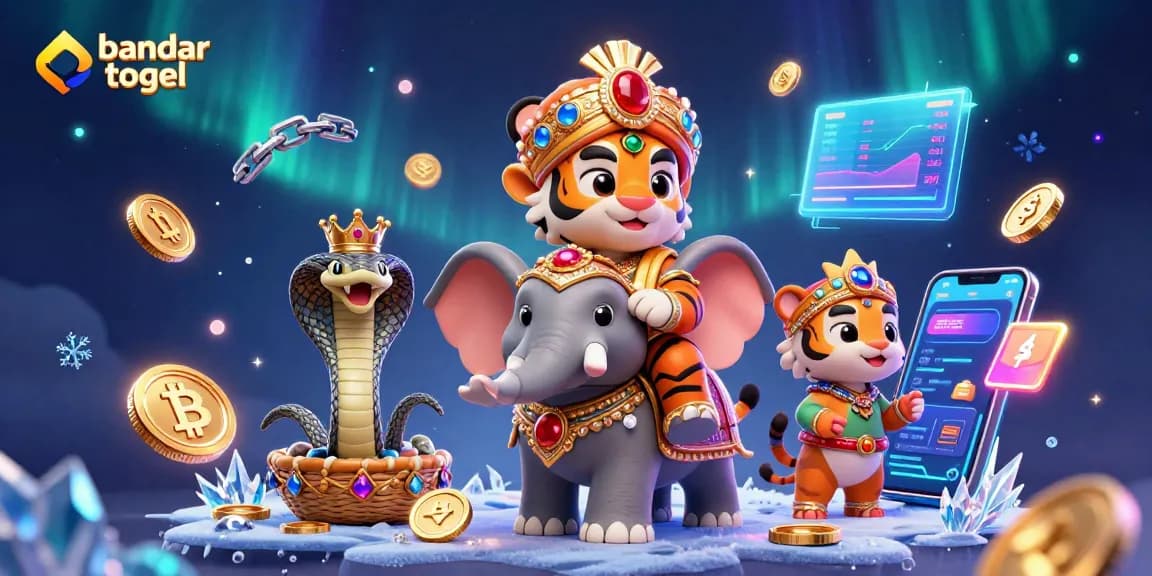 Experience bandar togel excitement with vibrant 3D casino illustration packed with jewels and crypto elements.