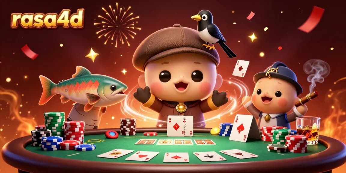 Raih kesenangan bermain di rasa4d dengan ilustrasi kartun menggemaskan menampilkan Nessie dan chip poker.