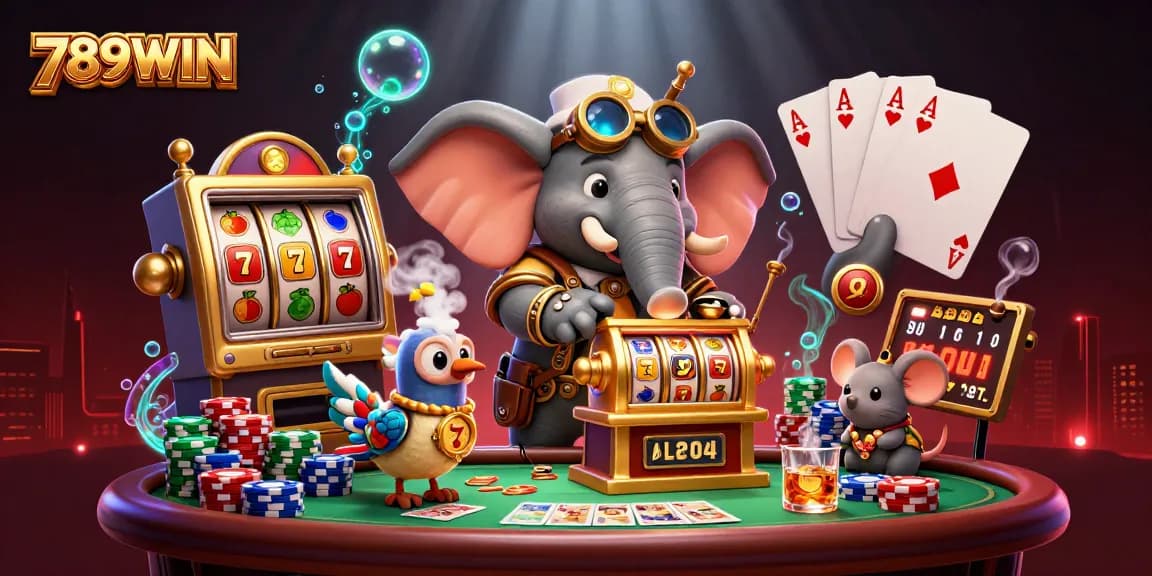 Experience the excitement of winning at 789WIN with a vibrant casino-themed illustration featuring steampunk characters and dynamic gaming elements.