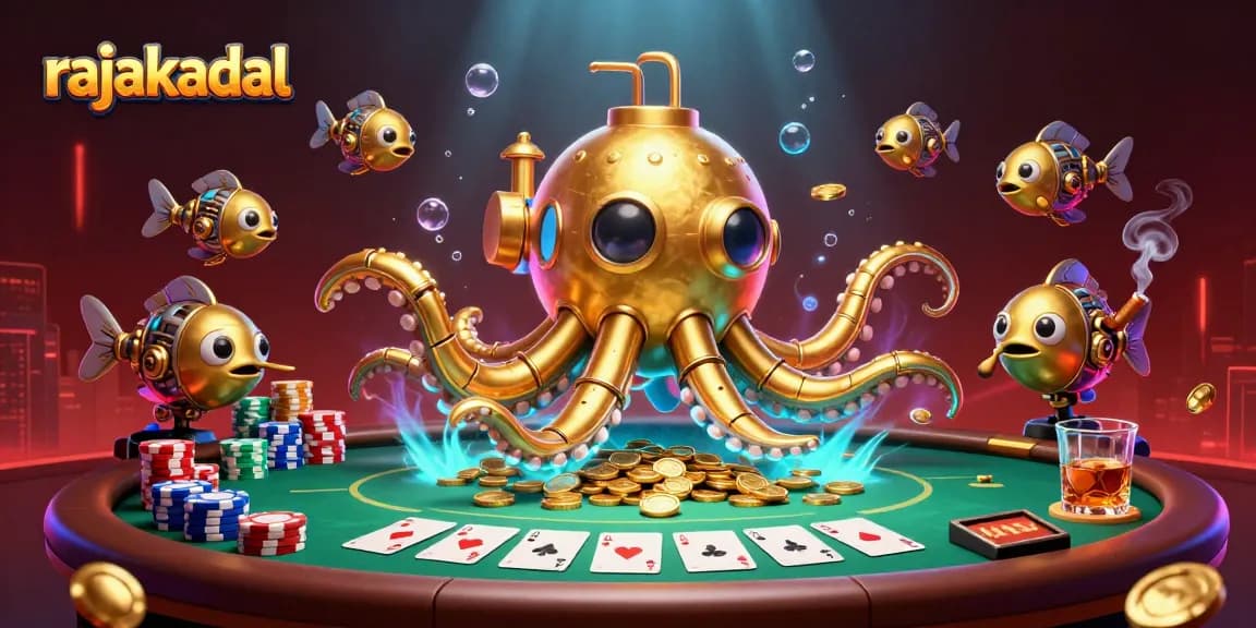 Menangkan permainan kartu di RAJAKADAL dengan golden kraken yang berlayar di lautan koin emas.