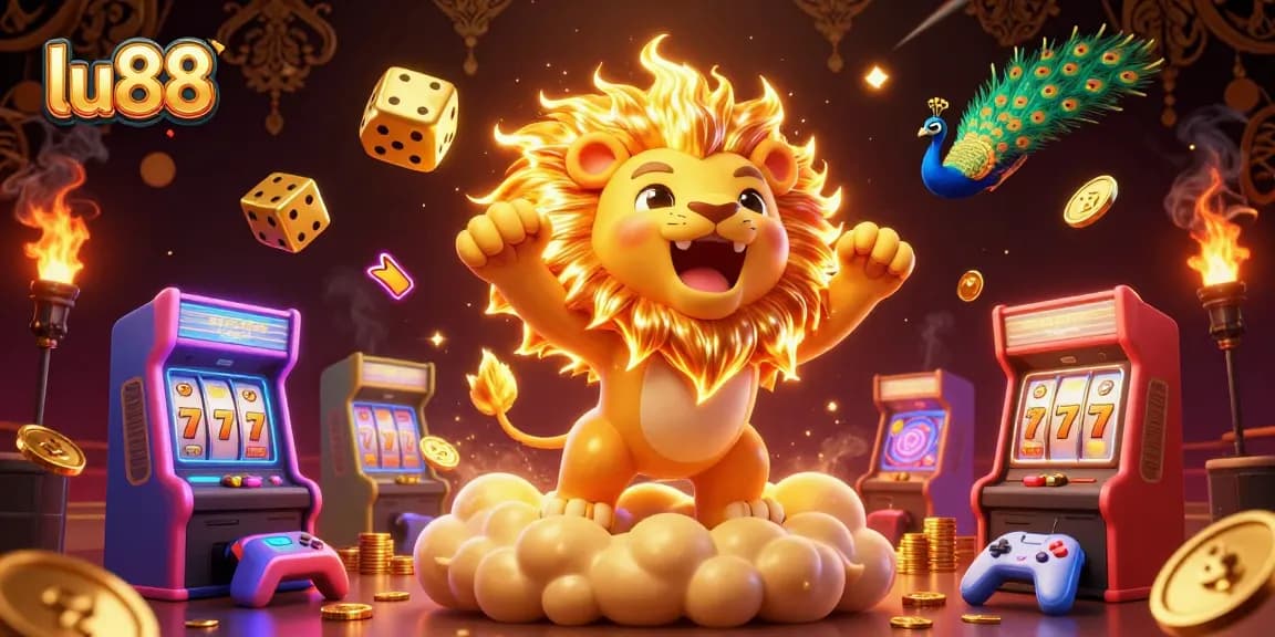 Experience the thrill of gambling with lu88 in a vibrant 3D illustration featuring exciting casino elements.