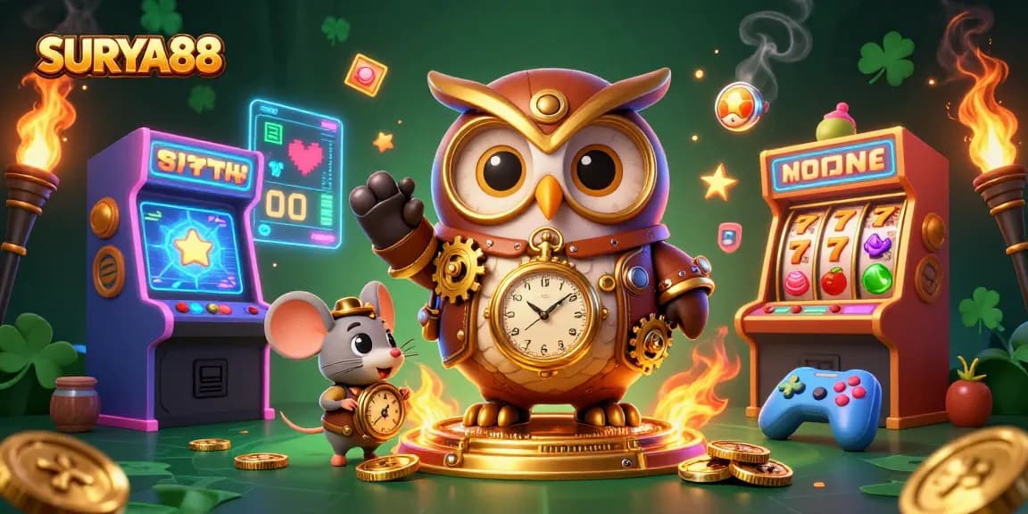 SURYA88 brings excitement with a time-traveling owl and casino-themed adventure.