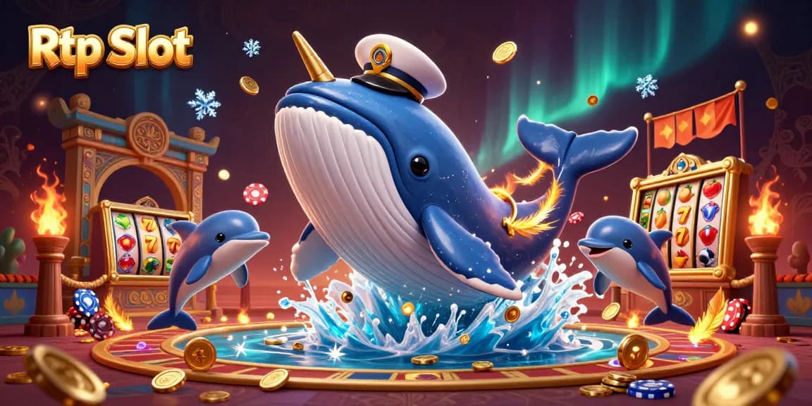 Engage with Rtp Slot excitement in a stunning 3D casino scene featuring vibrant characters.