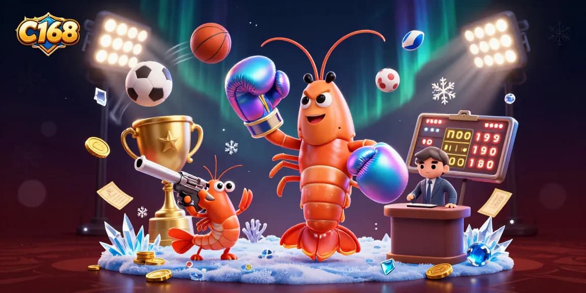 C168 offers exciting sports betting experiences with dynamic elements and vibrant illustration.