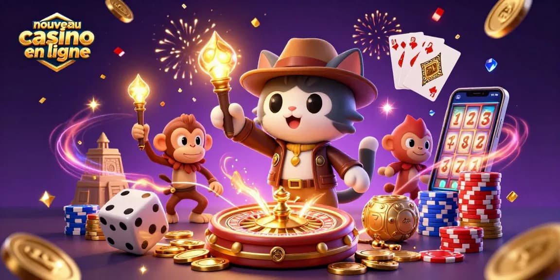 Engage thrilling gaming adventures with nouvelle casino en ligne, featuring characters in a vast treasure discovery.