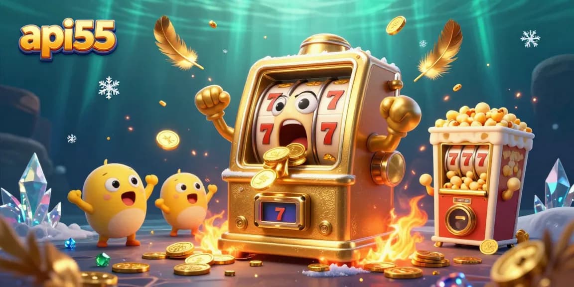 api55 slot machine wins big as coins pour out, creating a vibrant casino atmosphere.