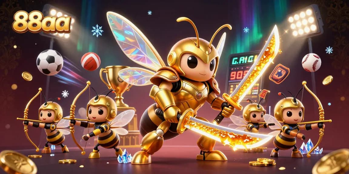 Engage with the energetic 88aa gaming scene featuring dynamic characters and vibrant casino elements.