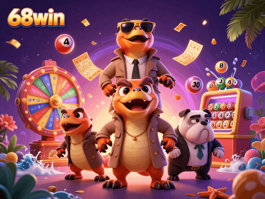 Enjoy thrilling games at 68win where raptors cleverly sneak into a casino lounge.