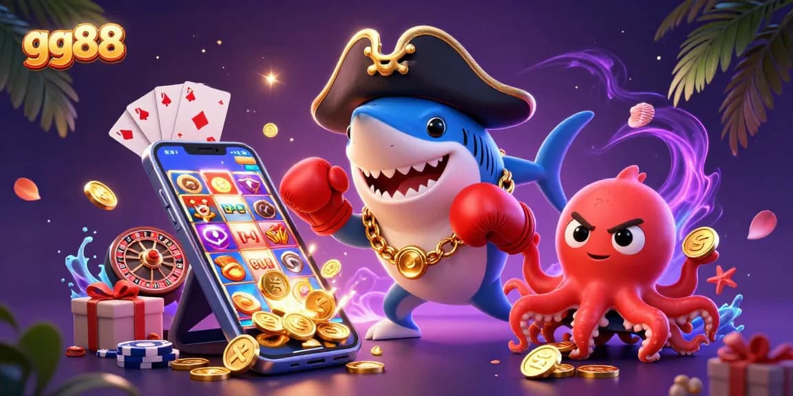 Experience winning thrills with gg88 in this vibrant 3D casino illustration featuring engaging characters.
