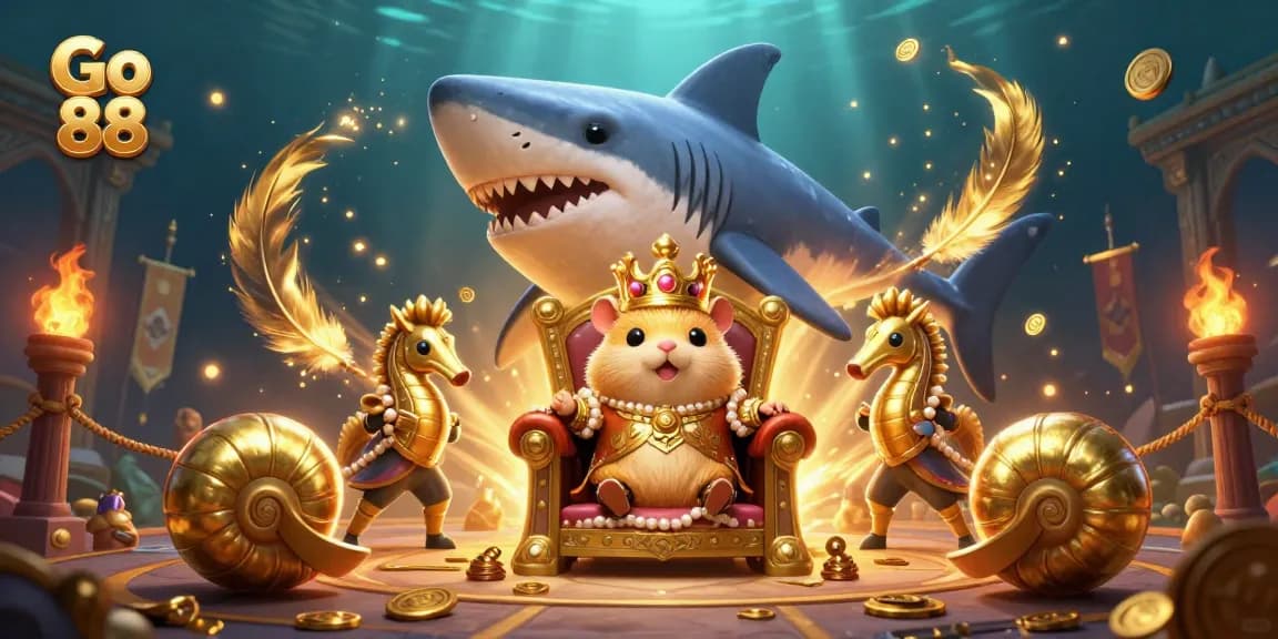 Engage in thrilling gameplay at Go 88 with a vibrant, underwater casino scene featuring unique characters.